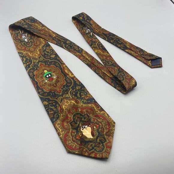 Looney Tunes Mania Tie‎ Paisley Taz Marvin Martian Korea Necktie Bugs Bunny - Picture 2 of 6